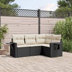 vidaXL Salon de jardin 4 Pièces avec coussins noir résine tressée