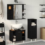 vidaXL Ensemble de meubles de salle de bain 3 pièces en bois d'ingénierie noir chêne