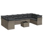 vidaXL Salon de jardin 11 Pièces avec coussins gris résine tressée