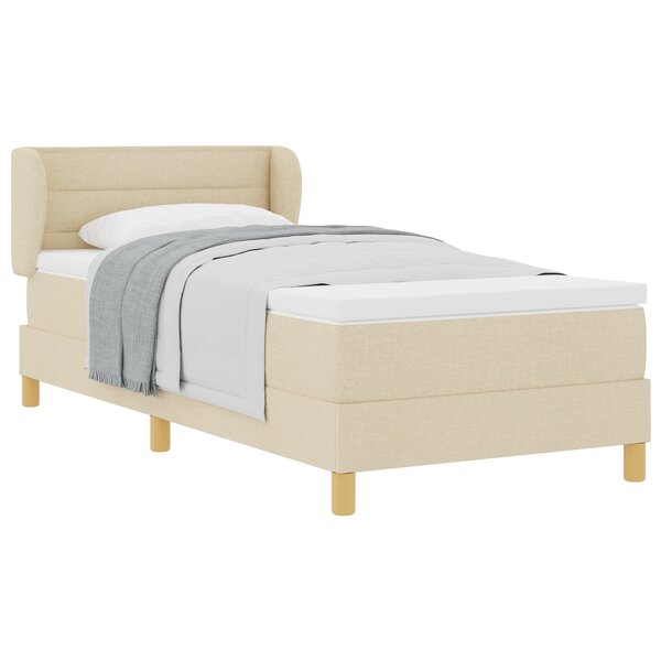 Lit à ressort vidaXL avec matelas - Crème - 80x200 cm - Tissu