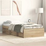 vidaXL Cadre de lit sans matelas chêne sonoma 100x200 cm