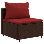vidaXL Salon de jardin avec coussins 3 Pièces marron résine tressée