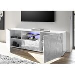 Meuble TV - Blanc Laqué brillant - L 181 x P 43 x H 57cm - PARIGI