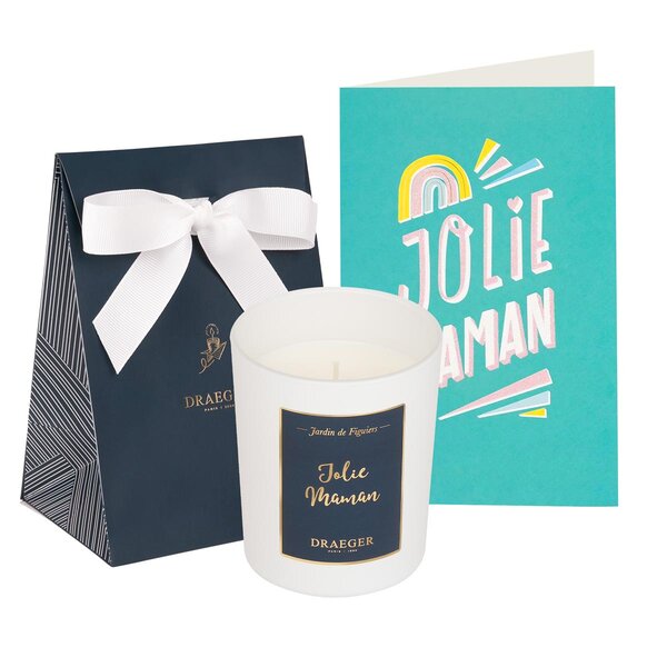 Lot Cadeau Bougie & Carte Jolie Maman Avec Sac Cadeau Pour Bougie - Draeger paris