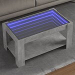 vidaXL Table basse avec LED gris béton 93x53x45 cm bois d'ingénierie