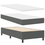 vidaXL Lit box spring avec matelas gris foncé simple en tissu