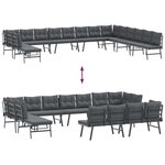 vidaXL Bancs de jardin avec coussins lot de 8 acier enduit de poudre