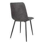 2 chaises de salle à manger en microfibre gris avec pieds noirs