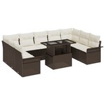 vidaXL Ensemble de Canapé de Jardin 10 Pièces avec Coussins Marron en Rotin Poly