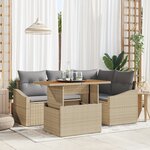vidaXL Ensemble de canapés de jardin 5 pièces avec coussins Beige Poly Rotin