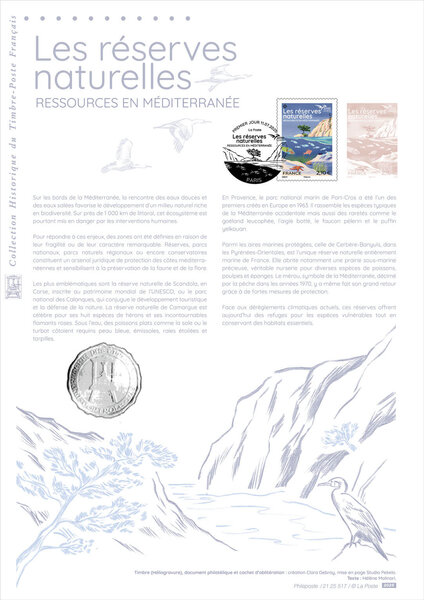 Document philatélique - Les réserves naturelles - Ressources en Méditerranée