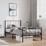 vidaXL Cadre de lit métal sans matelas avec pied de lit noir 100x190cm