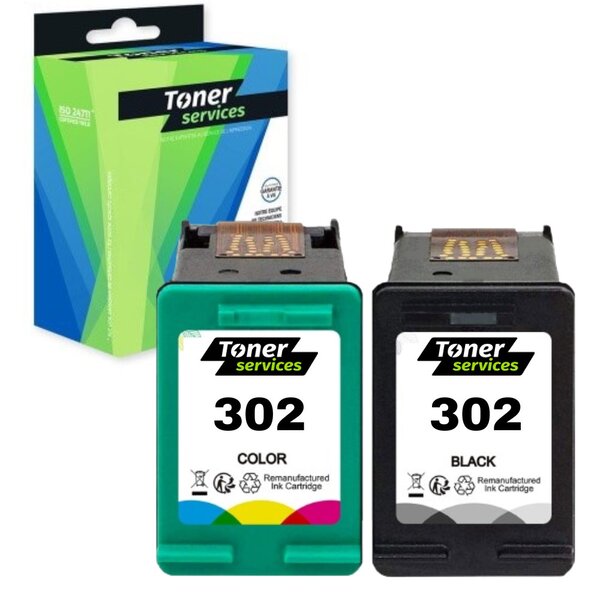 Compatible HP 302 Pack de 2 cartouches d'encre noire et couleurs marque Toner Services (X4D37AE)