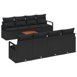 Ensemble de canapé jardin 9 pièces vidaXL avec coussins noirs en poly rotin acacia