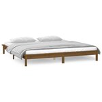 vidaXL Cadre de lit à LED sans matelas 140x190 cm bois massif