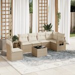 vidaXL Salon de jardin avec coussins 7 Pièces beige résine tressée