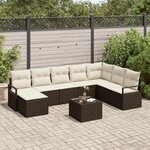 Ensemble de canapé de jardin 8 pièces avec coussins en poly rotin gris