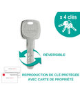 THIRARD - Verrou à bouton Transit 2 A2P* pour porte d'entrée  cylindre 40mm  acier  4 clés  époxy bronze