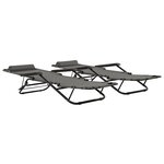 vidaXL Chaises longues pliables 2 Pièces avec repose-pied Acier Gris