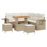 Ensemble de Canapés de Jardin vidaXL 8 Pièces avec Coussins Beige Polyrotin Acacia