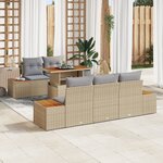 Ensemble de 6 pièces de canapés de jardin avec coussins beige poly rattan