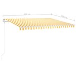 vidaXL Auvent manuel rétractable avec poteaux 4x3 m Jaune et blanc