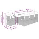 vidaXL Ensemble à manger de jardin et coussins 9 Pièces beige Poly rotin