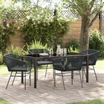 vidaXL Ensemble de salle à manger de jardin 5 pièces avec coussins en poly rattan noir