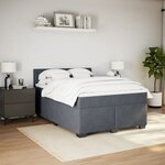 vidaXL Sommier à lattes de lit et matelas Gris foncé 140x190cm Velours
