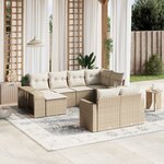 vidaXL Salon de jardin avec coussins 10 Pièces beige résine tressée