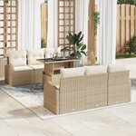 Ensemble de canapé de jardin de 7 pièces avec coussins beige en rotin synthétique