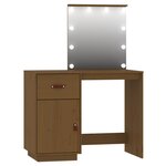 vidaXL Ensemble de coiffeuse avec LED Marron miel Bois de pin solide