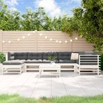 vidaXL Salon de jardin 8 Pièces avec coussins blanc bois massif
