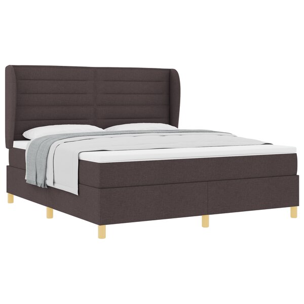 lit box spring vidaXL avec matelas marron foncé 180x200 cm en tissu