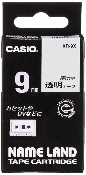 Ruban XR-9X1 EZ-Label Printer 9mm x 8m Noir sur Transparent CASIO
