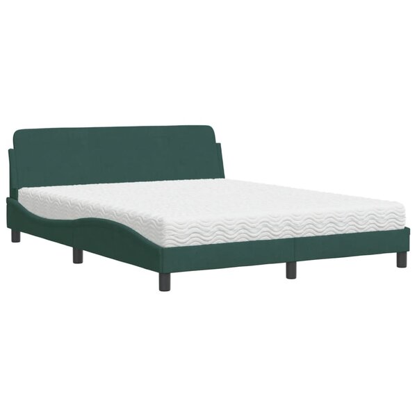 vidaXL Lit avec matelas vert foncé 160x200 cm velours