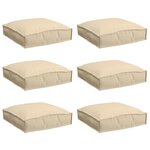 vidaXL Coussins de palette pour siège 6 Pièces Beige 40x40x8 cm Tissu Oxford