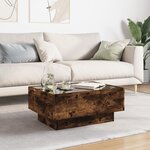 vidaXL Table basse avec LED chêne fumé 70x50x30 cm bois d'ingénierie