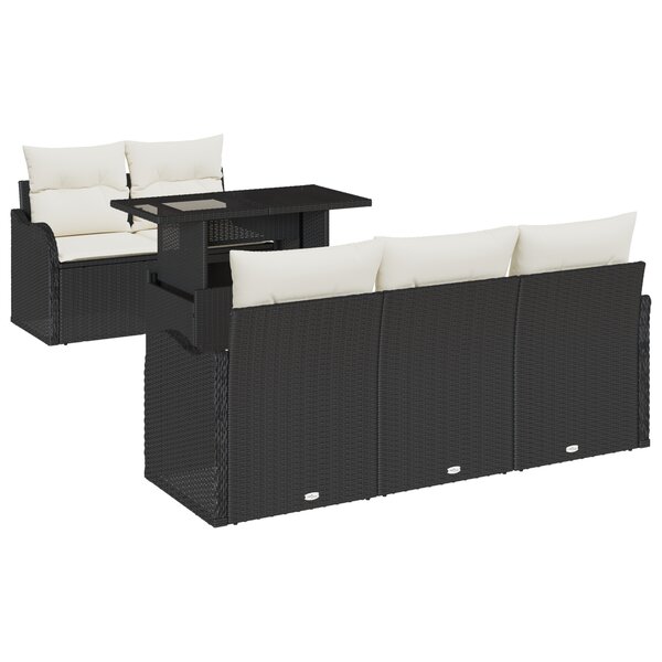 Ensemble de Canapés de Jardin vidaXL 6 Pièces avec Coussins Noir Poly Rattan