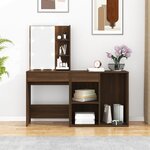 vidaXL Coiffeuse à LED avec armoire Chêne marron Bois d'ingénierie