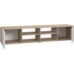 PILVI Meuble TV - Blanc et chene - L 180 x P 42 x H 37 cm