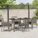 Ensemble de salle à manger de jardin 5 pièces avec coussins en poly rotin gris