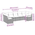 Ensemble de canapé de jardin 7 pièces avec coussins Noir Poly Rotin