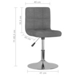 vidaXL Chaises pivotantes à manger lot de 6 Gris clair Tissu