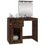 vidaXL Coiffeuse avec LED chêne fumé 90x50x132 5 cm bois d'ingénierie