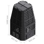 vidaXL Composteur de jardin Noir 93 3x93 3x146 cm 1000 L