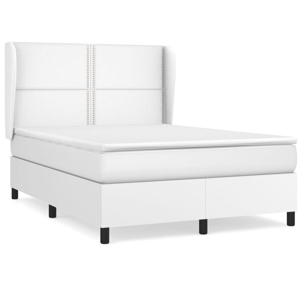 vidaXL Sommier à lattes de lit avec matelas Blanc 140x190cm Similicuir