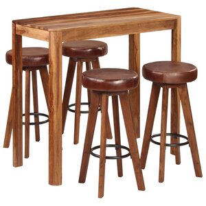 vidaXL Ensemble de bar 5 Pièces Bois solide de Sesham 115x56x107 cm
