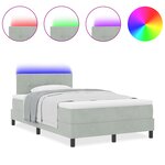 Lit coffre avec matelas et lumière LED gris clair 120x200 cm en velours