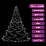 vidaXL Arbre mural avec crochet métallique 720 LED Blanc froid 5 m